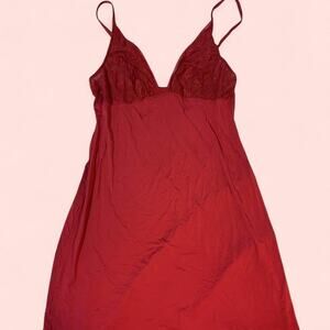 Calvin Klein Red Slip Dress with Lace Size Medium